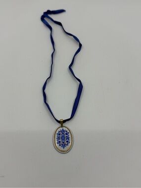 Vintage enamel on copper Austria pendant necklace